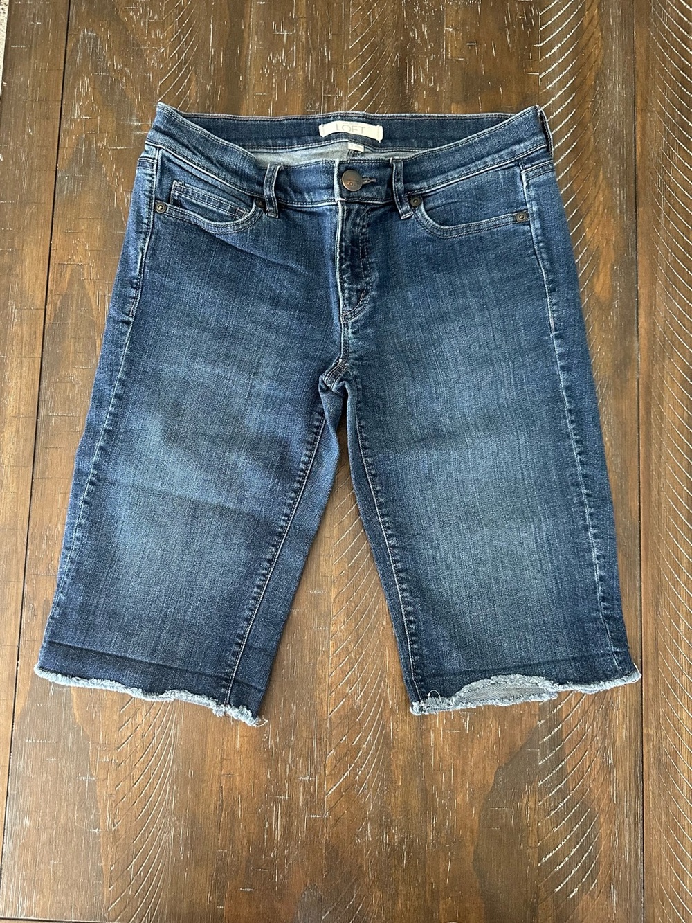 LOFT Dark Blue Boyfriend Denim Bermuda Shorts - Size 2